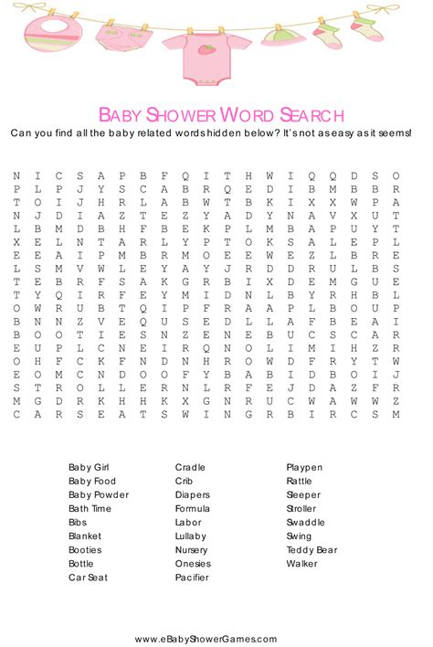 Free Printable Baby Shower Word Search Printable Word Searches