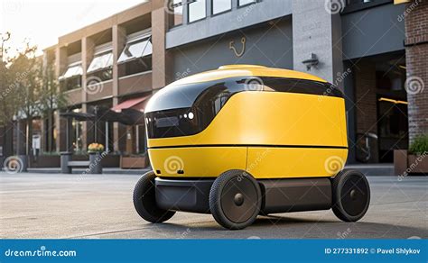 Starship Food Delivery Robot Is Driving On The Sidewalk Robots Are