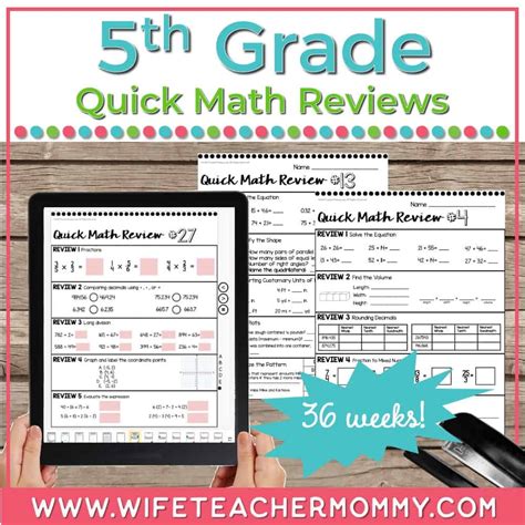 36 Weeks Of Daily Math Review 5th Grade Must Have