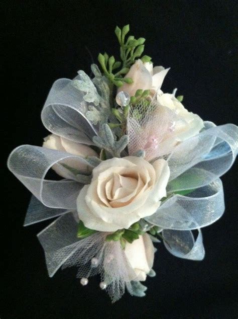 Pale Pink Spray Roses Seeded Eucalyptus White Tulle With Beads