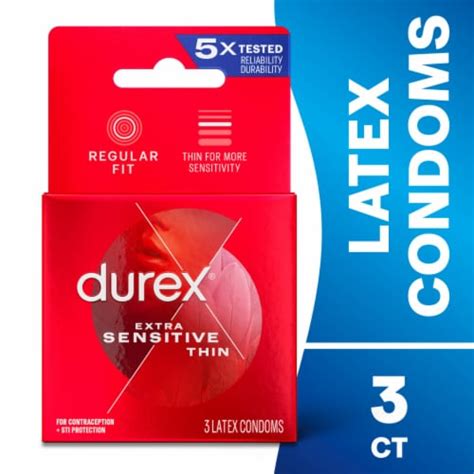 Durex Extra Sensitive Ultra Fine Lubricated Latex Condoms 3 Ct King