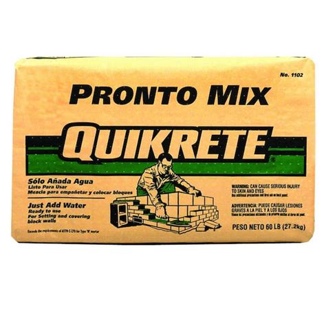 Quikrete 60 Lb Pronto Mortar Mix A003 The Home Depot