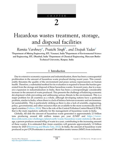 Pdf Hazardous Wastes Treatment Storage And Disposal Facilities