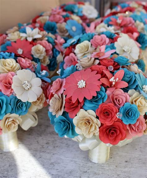 Girls dresses,prom dresses,bridesmaid dresses,wedding guest dresses,new style dress for girl. Turquoise and Coral Wedding: Wooden Flowers Painted with ...