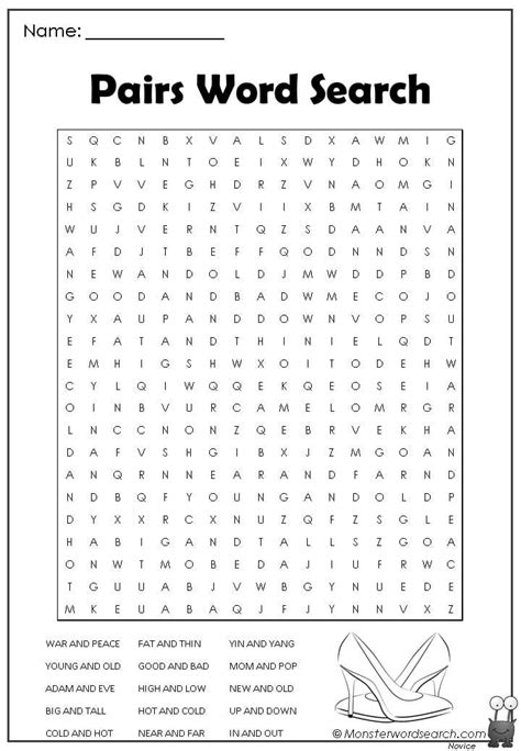 Pairs Word Search Making Words Vocabulary Words Free Printable Word