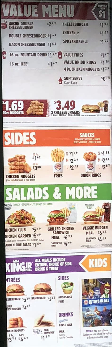 The burger selections range from classic cheeseburgers to more unique options such as the breakfast all. Burger King menu prices - SLC menu