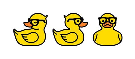 Rubber Yellow Duck In Sunglasses Icon Isolated Stock Vector