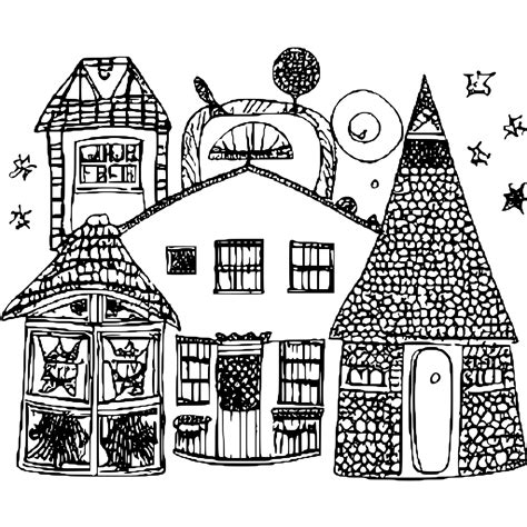 Whimsical Homes Coloring Page · Creative Fabrica