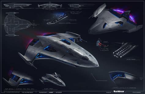 An Image Of Futuristic Spaceships With Blue Lights