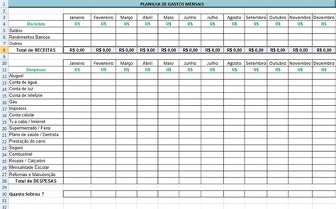 Saiba Como Montar Uma Planilha De Gastos Mensais Personalizada