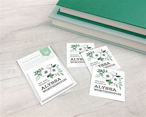 Personalized Book Labels Floral Bookplate Stickers Custom Etsy