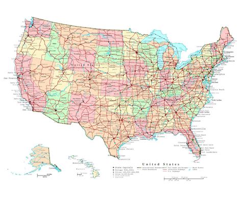 Us Map With Highways And Cities