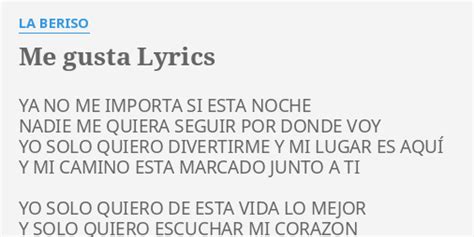 Me Gusta Lyrics By La Beriso Ya No Me Importa