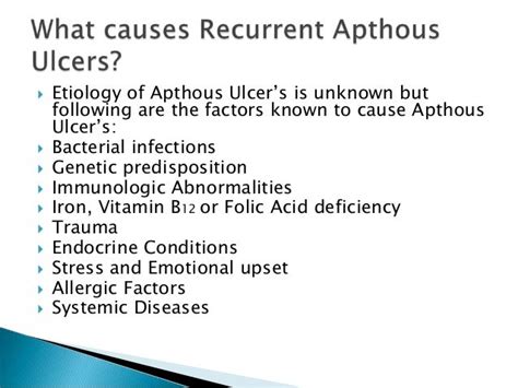 Management And Treatment Of Recurrent Apthous Ulcers