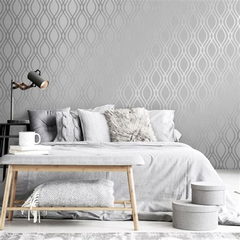 Camden Wave Wallpaper Soft Grey Silver Silver Grey Wallpaper Bedroom