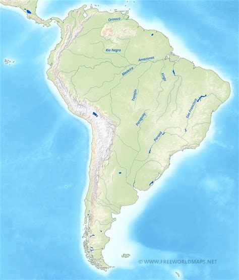 Latin America Physical Map Rivers