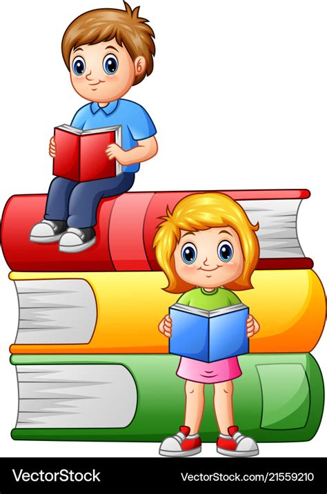 Happy School Children With Big Books Royalty Free Vector