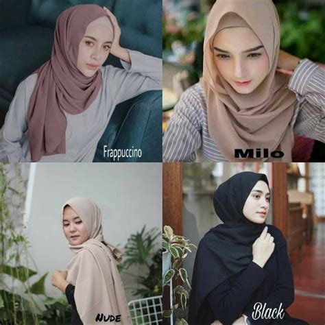 Hijab Pashmina Diamond Warna Milo Voal Motif