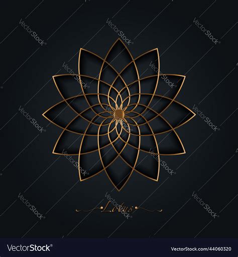 Golden Lotus Flower Sacred Geometry Mandala Logo Vector Image