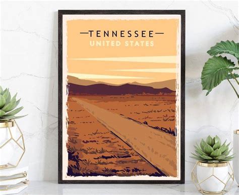 Retro Style Travel Poster Tennessee Vintage Rustic Poster Print Home