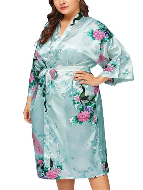 Fedey Floral Satin Womens Plus Size Robes Sizes 20 38 Lightweight