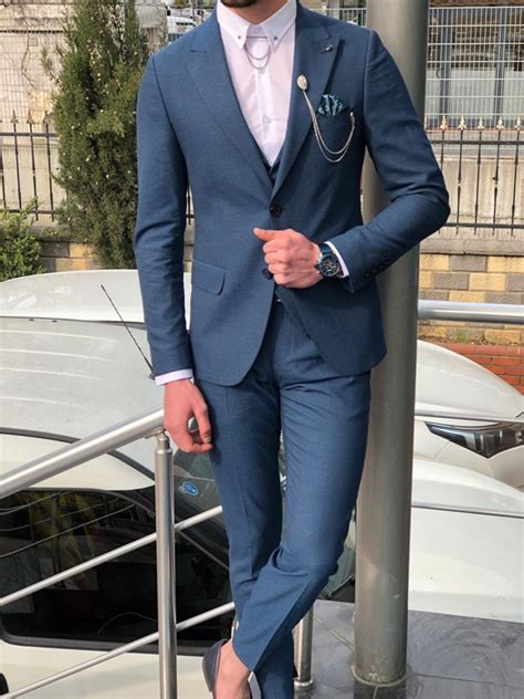 The pants are slimmer in the leg with a lower rise. Buy Navy Blue Slim Fit Suit by GentWith.com with Free Shipping