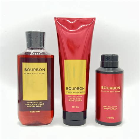 Bath And Body Works Bourbon For Men 10oz Body Wash 8oz Body Cream And