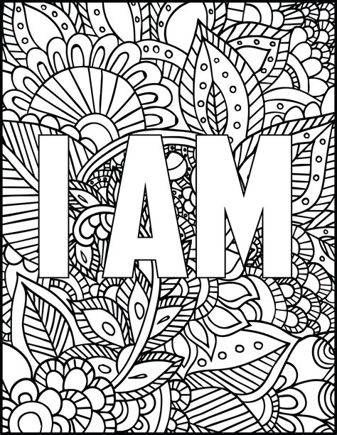 5 Printable Coloring Pages I Am Bundle For Adults Inspirational Ts