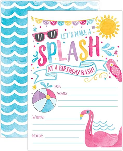 Girl Pool Party Birthday Invitations Summer Pool Party