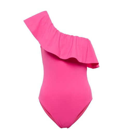 Karla Colletto One Shoulder Ruffle Trimmed Swimsuit In Pink Modesens