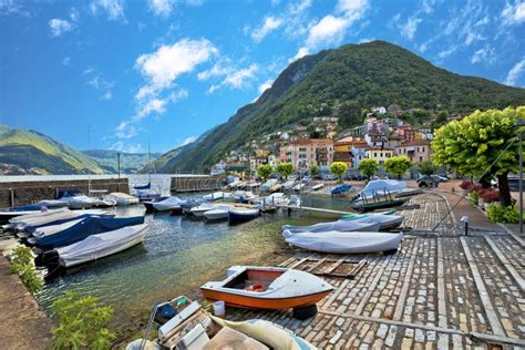 Colorful Village Of Argegno On Como Lake View Stock Photo Image Of