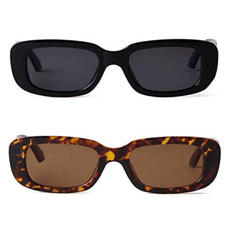 Butaby Rectangle Sunglasses For Women Retro Driving Glasses 90s Vintage Fashion Narrow Square