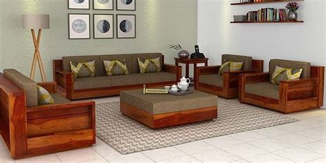 Modern Wooden Sofa Furniture Set Design For Small Living Room Wooden