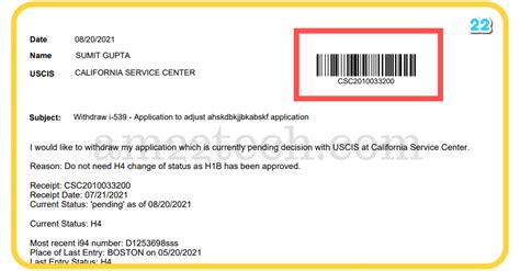 Uscis Application Withdrawal Letter With Receipt Barcode Use App Usa