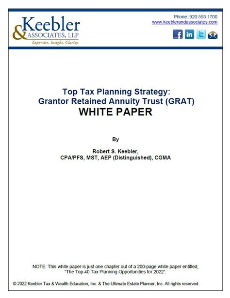 Grantor Retained Annuity Trust Grat White Paper Ultimate Estate