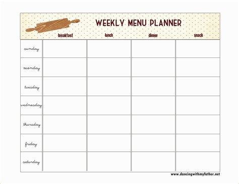 Lunch Table Template