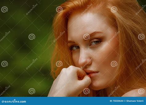 The Red Haired Girl With A Wistful Glance Stock Photo Image Of