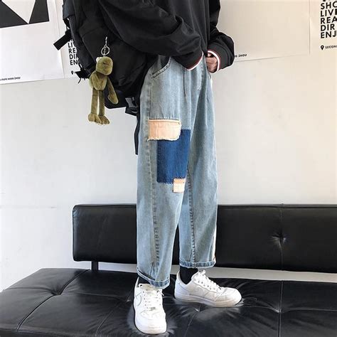 Aesthetic Art Hoe Men Denim Pants Fashion Pants Baggy Clothes