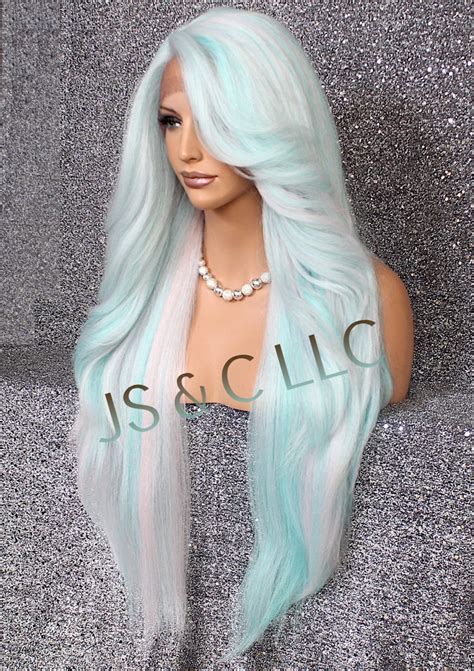 40 Extra Long Human Hair Blend Full Lace Front Wig Etsy