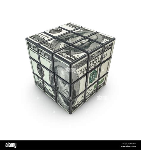 3d Render Of Puzzle Cube With Hundred Dollar Bill Stock Photo Alamy