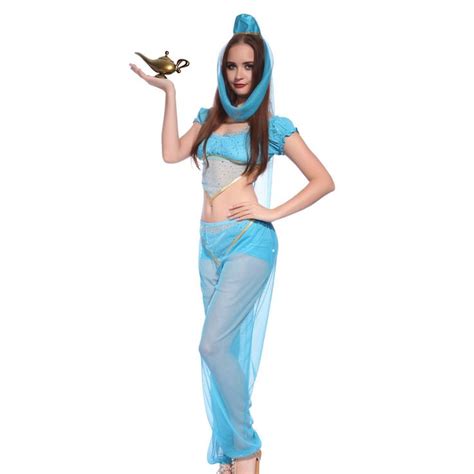 Genie Princess Jasmine Aladdin Fancy Dress Arabian Nights Belly Dancer Costume Maboobie