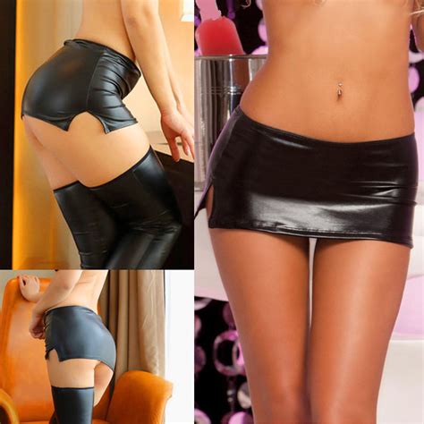 New Sexy Shiny Women Patent Leather Bodycon Micro Mini Skirt Clubwear Nightwear Ebay