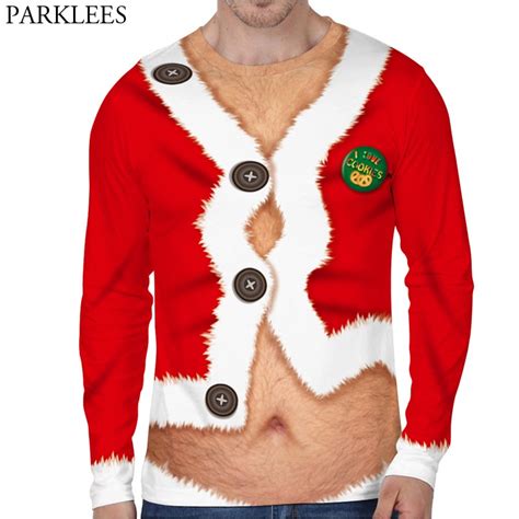 Ugly Christmas Tshirt Men 2018 Funny 3d Fake Two Piece Print Christmas Costume T Shirt Male Hip
