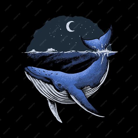 Premium Vector Blue Whale Ocean Illustration