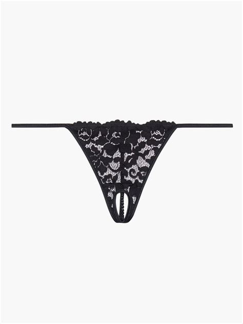 Crotchless String Of Pearls Thong Xs Xl In Black Savage X Fenty