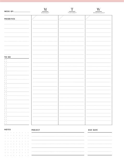 7 Day Work Schedule Template Printable