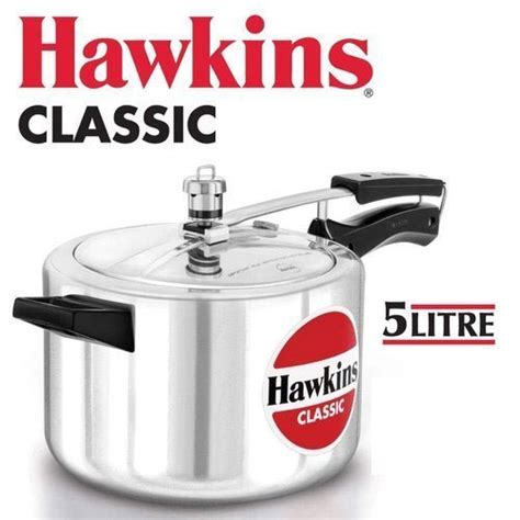 Silverblack And Red Stainless Steel Hawkins Futura 5 Litre Pressure