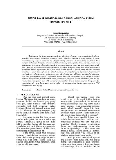 Sistem Pakar Diagnosa Dini Gangguan Pada Sistem Reproduksi Pria