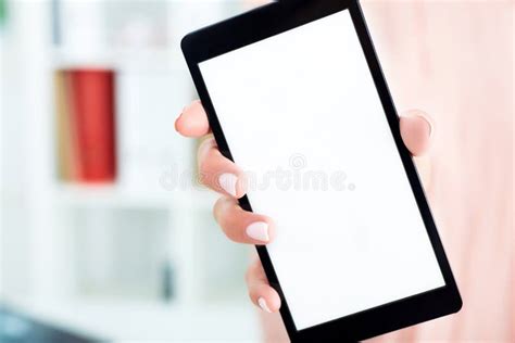 Close Up Of Blank Smart Phone Screen In Female Hands Stock Photo