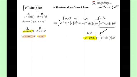 Integration By Parts With Exponential And Trig Youtube